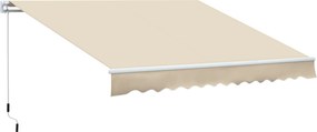 Outsunny Toldo Manual Retrátil 350x250 cm para Varanda com Manivela de Metal Impermeável e Anti-UV para Jardim Terraço Janelas Creme | Aosom Portugal