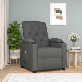 vidaXL Poltrona de massagens tecido cinzento-escuro