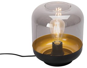Candeeiro de mesa design preto com dourado e vidro fumê - Kyan Design