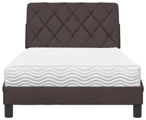 Cama com colchão 100x200 cm tecido castanho-escuro