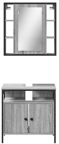 2 pcs conjunto móveis WC derivados de madeira sonoma cinza