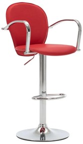 vidaXL Banco de bar com apoio de braços couro artificial vermelho