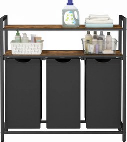 Cesto para roupa suja 120 L com 3 sacos removíveis 92,5 x 33 x 92 cm castanho, preto