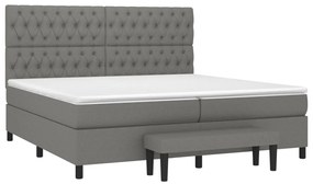 Cama com molas/colchão 200x200 cm tecido cinzento-escuro