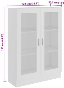 Armário vitrine 82,5x30,5x115 cm derivados de madeira branco