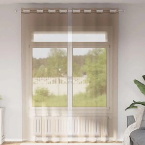 vidaXL Cortinas de voile com ilhós 2 pcs castanho-claro