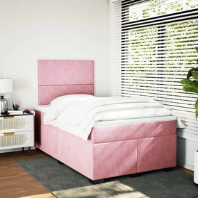 Cama boxspring com colchão 120x190 cm veludo rosa