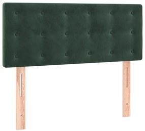 Cama com molas/colchão 90x200 cm veludo verde-escuro