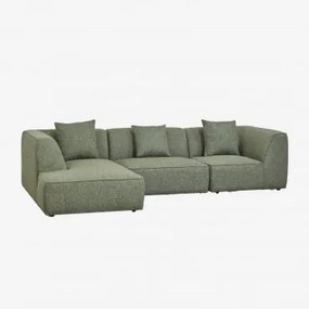 Sofá Modular Chaise Longue Esquerdo De 3 Peças Estofado Cardea Bouclé Verde Sálvia - Sklum