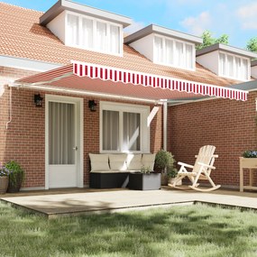Toldo Retrátil Manual Listrado Vermelho e Branco 450x300 cm