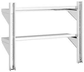 Estante parede 2 prateleiras 75x23,5x60 cm aço inoxidável prata