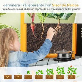 Cozinha Brincar para crianças 3+ anos com Visualizador de raízes Torneira giratória lava-loiça Acessórios de utensílios de ardósia Azul