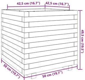 Vaso/floreira de jardim 50x50x49,5 cm pinho maciço branco