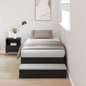 Cama de Armazenamento Preto Carvalho 75x190 cm