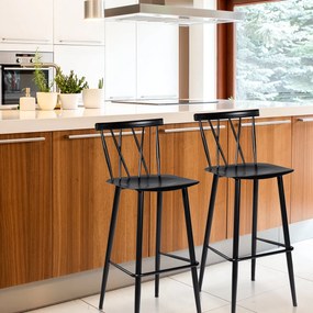 Conjunto de 2 Cadeiras de Jantar "NordicX" - 48 x 40 x 105 cm - Pretas