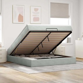 Estrutura de cama otomana com colchão 160x200 cm cinzento claro