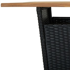 5 pcs conjunto de bar p/ jardim c/ almofadões vime PE preto