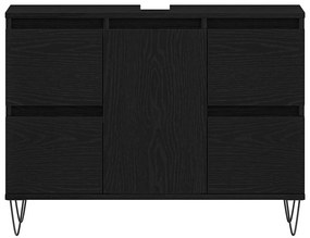 Gabinete de Pia de Banheiro vidaXL Carvalho Preto 80x33x60 cm Madeira