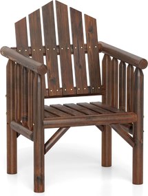 Cadeira de madeira para exteriores e para pátio com braços e encosto alto inclinado 66 cm x 62,5 cm x 98 cm castanho