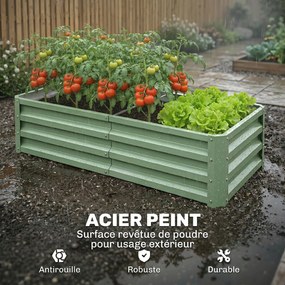 Floreira de Jardim Retangular, 120 x 60 x 30,5 cm, Aço Galvanizado, Verde