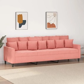 Sofá de 3 lugares 210 cm veludo rosa