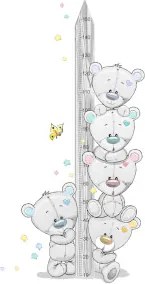 Autocolante de parede de fita métrica para crianças - Urso cinzento