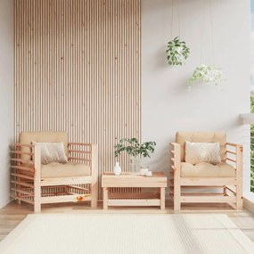 vidaXL Cadeiras de jardim c/ almofadões 2 pcs madeira de pinho maciça