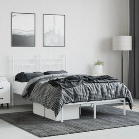 Estrutura de cama com cabeceira 120x190 cm metal branco