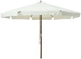 Guarda-sol de exterior com poste em madeira 330 cm branco areia