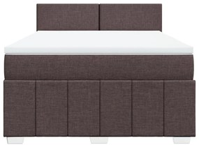 Cama com molas/colchão 140x200 cm tecido castanho-escuro