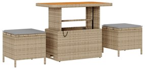 Conjunto de Sofás de Jardim vidaXL com Almofadas Bege Rattan Poliéster