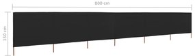 Para-vento com 6 painéis em tecido 800x120 cm preto