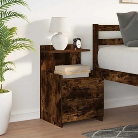 Mesa de cabeceira com 2 gavetas carvalho fumado 40x36,5x62 cm