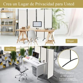 Biombo de 4 painéis Divisória de tecido dobrável Divisória de privacidade de pé 220 x 51 x 173 cm Branco