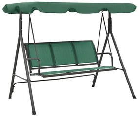 vidaXL Banco de baloiço para jardim 170 cm textilene e aço verde