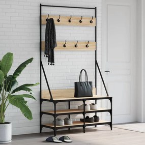vidaXL Bengaleiro c/ arrumação calçado 100x40x184 cm carvalho sonoma
