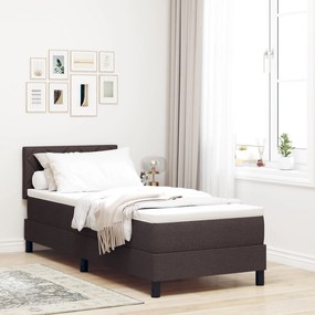 Cama Box Spring com Colchão Marrom Escuro 80x200 cm Tecido