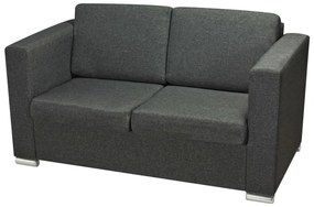 Conjunto de sofás, 3 pçs, tecido cinzento escuro