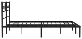 Estrutura de cama em metal com cabeceira 150x200 cm preto