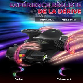 Kart elétrico para crianças de 12 V, karting infantil, velocidade regulável entre 3 e 8 km/h, modo de derrapagem, 90 x 53 x 99 cm, preto