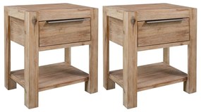 vidaXL Mesas de cabeceira com gavetas 2 pcs 40x30x48 cm acácia maciça