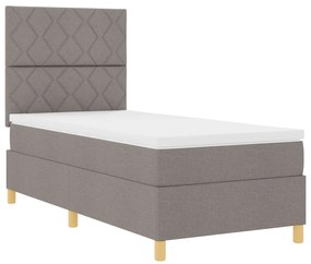 Cama Box Spring com Colchão &amp; LED Taupe 100x200 cm Tecido