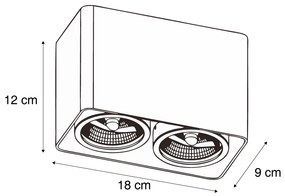 Foco de superfície de design preto GU10 70mm 2-luzes giratório e inclinável - Vox Design