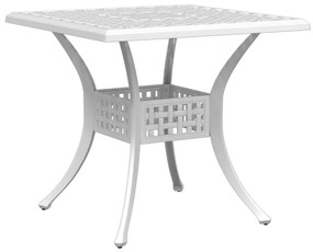 Mesa de jardim 80x80x75 cm alumínio fundido branco