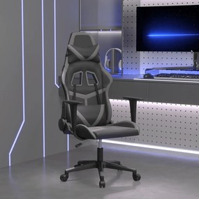 vidaXL Cadeira gaming massagens couro artificial preto e cinzento