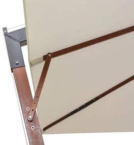 Guarda-sol suspenso com mastro de madeira 300x300 cm branco