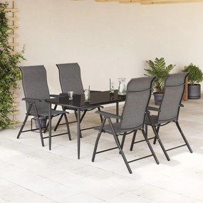 Cadeiras de jardim dobráveis 4 pcs vime PE cinzento