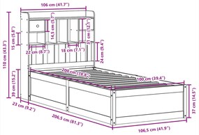 Cama sem colchão 100x200 cm madeira de pinho maciça