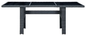 9 pcs conj. jantar exterior c/ almofadões vime PE cinza-escuro