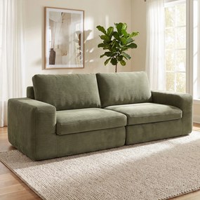 Sofá de 3 Lugares, 236 x 90 x 85 cm, Molas Ensacadas, Verde